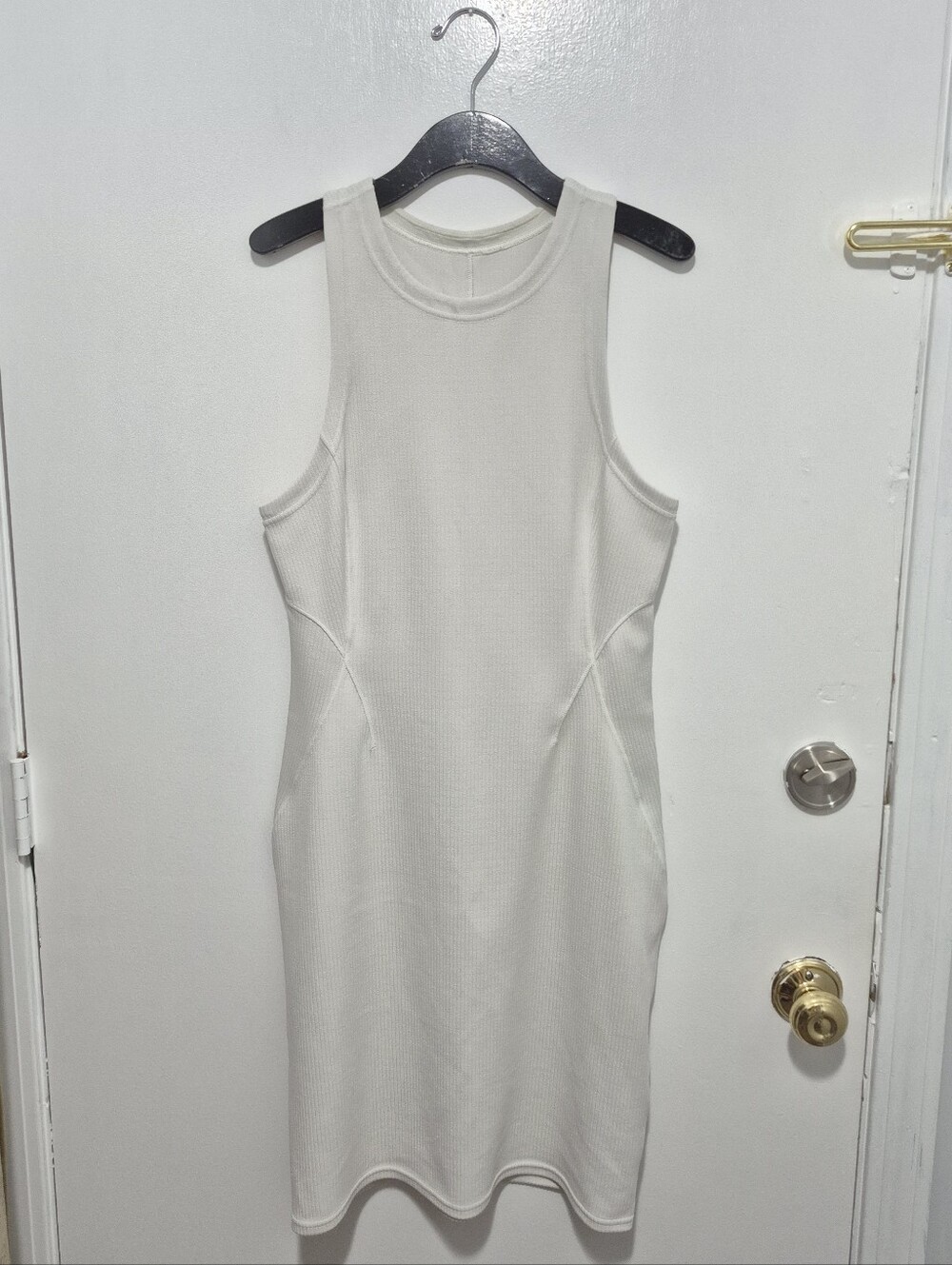 Lululemon Ribbed Softstreme Slim-Fit Tank Dress in Bone SIZE 8